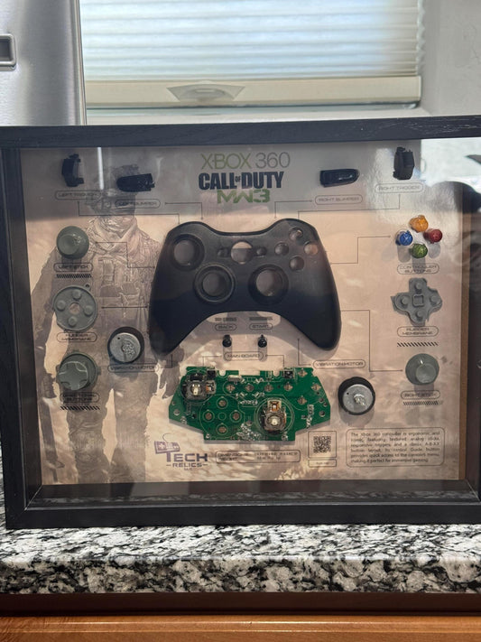 Retro Gaming Controller Shadow Box - Disassembled XBOX360 Controller | Tech Relics LLC | Perfect for Gamers and Collectors | 11x14